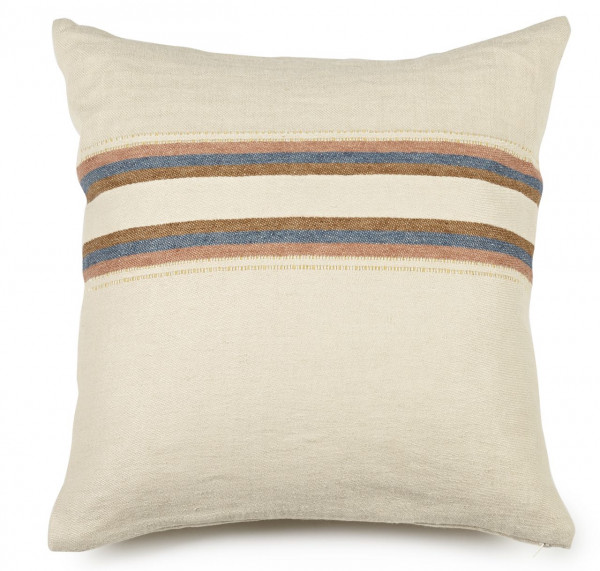 Libeco Kissenbezug Harlan Stripe natur/braun/blau