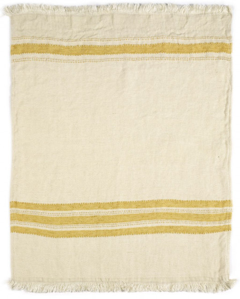 Libeco Leinenplaid Mustard Stripe gelb/wollweiß