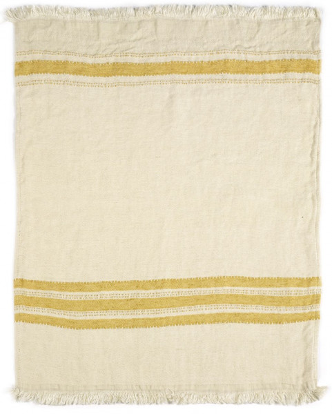 Libeco Leinenplaid Mustard Stripe gelb-wollweiß