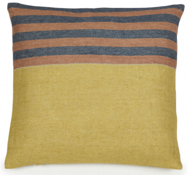 Libeco Kissenbezug Earth Stripe gelb/blau/rost