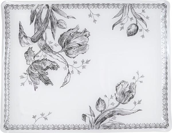 Gien Tablett Tulipes weiß/schwarz groß