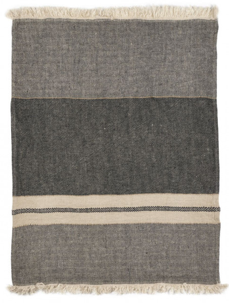 Libeco Leinenplaid Tack Stripe anthrazit/beige